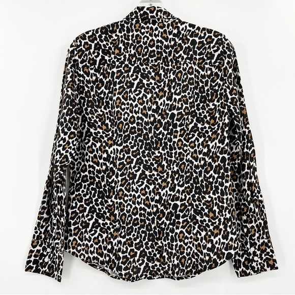 NWT J. Crew Linen Blend Leopard Print Slim-Fit Buttoned Shirt Blouse Top - Picture 2 of 13